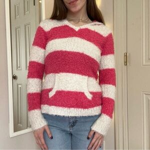 Y2K Striped Hooded Sweater